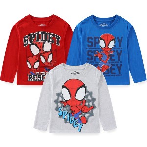 Marvel Spidey & His Amazing Friends Boys Long Sleeve Shirt 3 Pack for Toddler and Big Kids - 1 of 4