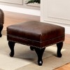 Simple Relax Leatherette Square Ottoman with Nailhead Trim in Rustic Brown - 2 of 4