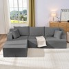 Mjkone 2-Pcs Free Combination Modular Sectional Sofas with Deep Seat,Corduroy L-Shaped Sofa with Chaise Lounge - 2 of 4