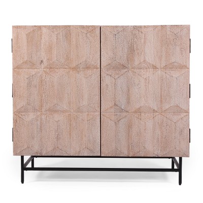 NicBex Farmhouse 2 Doors Sideboard Buffet Cabinet with Metal Legs for Kitchen,Living Room,Natural