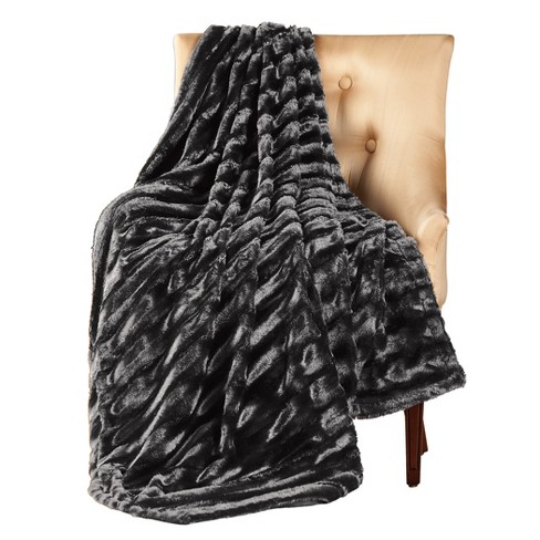 Collections Etc Striped Faux Mink Throw Blanket Target