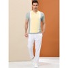Lars Amadeus Men's Irregular Color Block Patchwork Knitted Short Sleeves Polo Shirts - 2 of 4