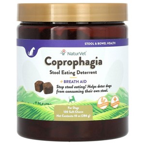 NaturVet Coprophagia, Stool Eating Deterrent + Breath Aid, For Dogs, 130 Soft Chews, 10 oz (286 g) - 1 of 3