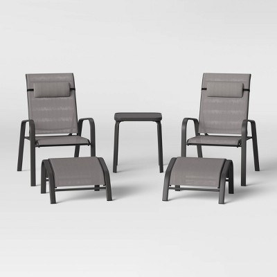 5pc Adjustable Back Patio Chat Set - Gray - Room Essentials™