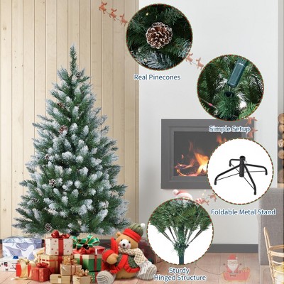 Artificial Christmas Tree, Christmas Tree with Decoration, Metal Base Easy Assembly for Home, Office, Party, Holiday Decor