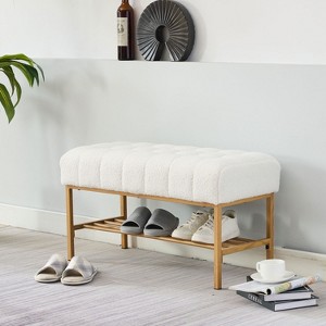 KTMBDW Storage Bench, Metal Shoe Rack Bench, Rustic Entryway Bench for Living Room, Entryway - 1 of 4