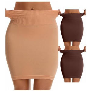 INSPIRE CHIC Women's 3 Packs High Waist Under Skirt Seamless Half Slips Shaping Under Mini Dress - 1 of 4