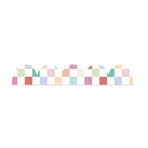 Pippi Post Scalloped Bulletin Border Rainbow Check Pink - 1 of 1