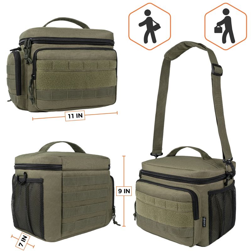 OPUX Tactical Lunch Box Men Adult, Insulated Large Cooler Bag with MOLLE, Mesh Side Pockets Pail Office Meal Prep, 4 of 8
