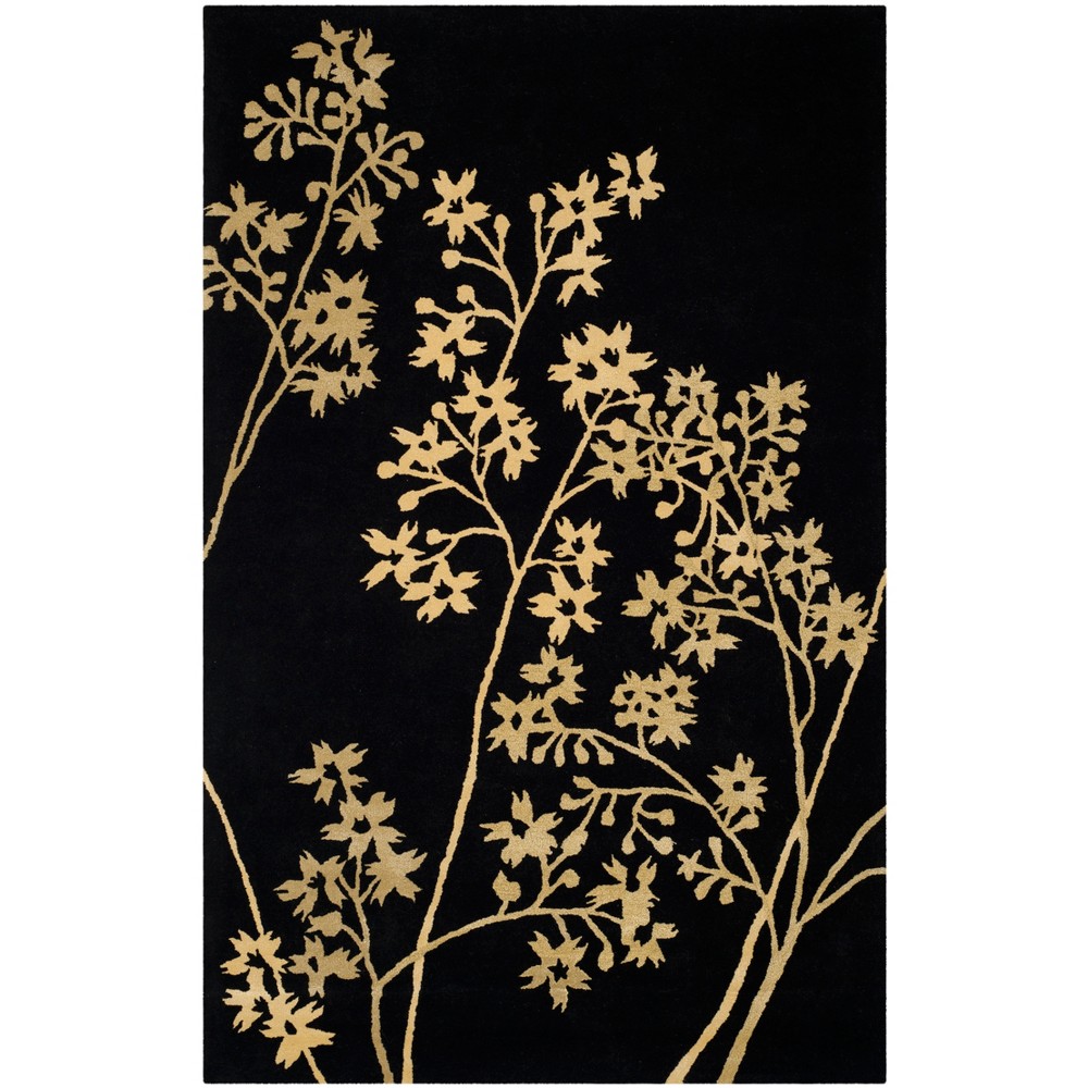 3'6inx5'6in Tufted Floral Accent Rug Black - Safavieh