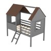 TiramisuBest Twin Size Low Loft Wood House Bed (Gray), 80L x 45W x 76H inches, 108 lbs - 4 of 4
