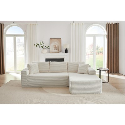103''Modular Corduroy L-Shaped Sectional Sofa with Deep Seat, No Assembly Required