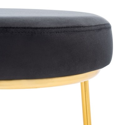 Kellie Black Velvet and Gold Metal Round Counter Stool