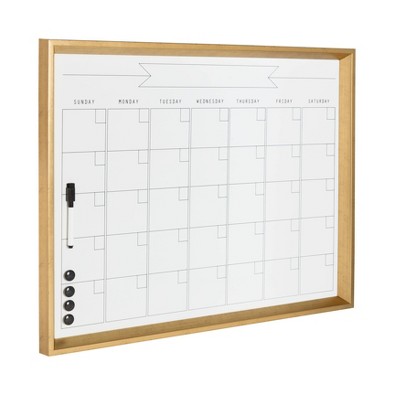 27.25" x 1.5" Calter Framed Magnetic Dry Erase Monthly Calendar Gold - Kate and Laurel