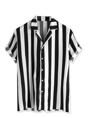 Lars Amadeus Men's Summer Irregular Printed Camp Collar Short Sleeves Button Down Hawaiian Shirt