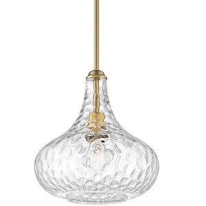 360 Lighting Gold Mini Pendant Lighting 11" Wide Modern Clear Glass Shade Fixture for Dining Room House Entryway Bedroom Kitchen - 1 of 4