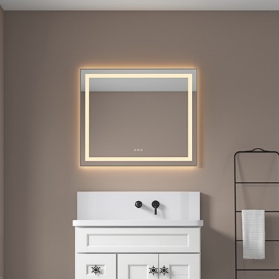 Vynxaria 36x30 Inch LED Bathroom Mirror with Anti-Fog, Dimmable Lighting & Aluminum Frame