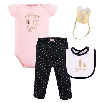 Hudson Baby Infant Girl Birthday Boxed Giftset, Black Pink, 12-18 Months
