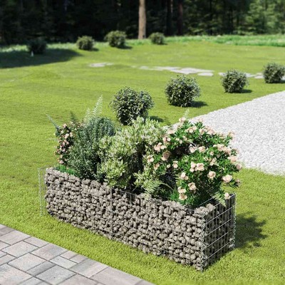 vidaXL Gabion Raised Bed Silver Galvanized steel 177.2 x 35.4 x 19.7 in