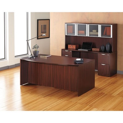 Mahogany Bow Front Desk Shell with Full-Length Modesty Panel