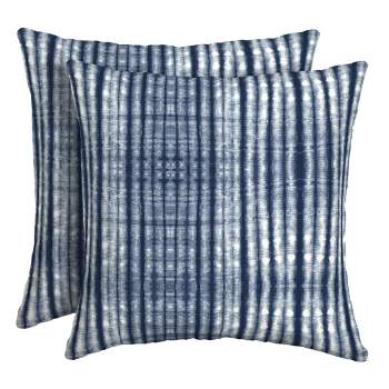 Arden Selections Outdoor Toss Pillow (2 Pack) 16 x 16, Blue Shibori Stripe