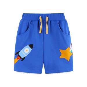 MyKids-Usa Summer Arrival Kids Boys Cotton Casual Style Cartoon Rocket Pattern Shorts - 1 of 4