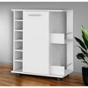 HomeRoots White Rolling Bar Cart With Wine Storage - 2 of 4