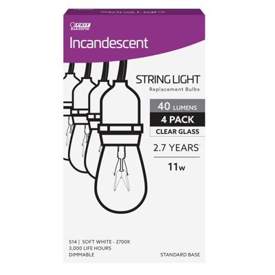 Feit Electric 11 W S14 Decorative Incandescent Bulb E26 (Medium) Soft White 4 pk