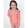 RuffleButts Toddler Girls UPF50+ Skirted Flutter Long Sleeve Rash Guard Bikini - 3 of 4