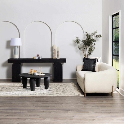 Ivory and Black Handwoven Wool and Cotton 3' x 5' Rug