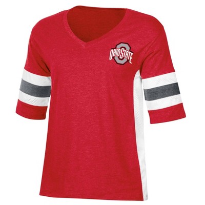 NCAA Ohio State Buckeyes Women's V-Neck Mesh Side T-Shirt