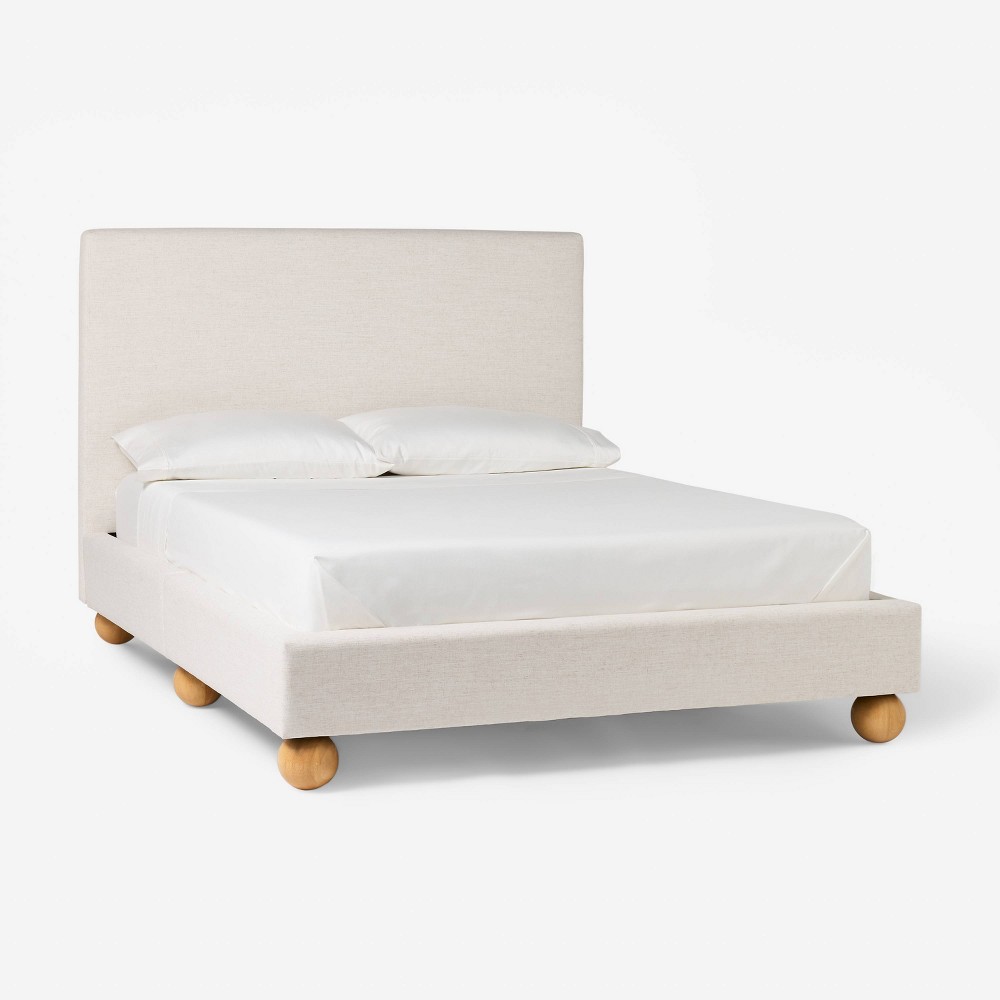 Photos - Bed Queen Havenstone  Cream - Threshold™ designed with Studio McGee: Upholstered Headboard, Plywood Frame