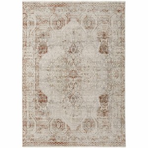 HomeRoots 3' X 5' Gray Ivory And Burnt Orange Oriental Distressed Area Rug With Fringe - 1 of 4