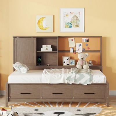 GDFStudio Byron Twin Size Lounge Daybed with Storage Shelves and USB Ports