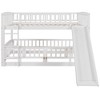 VYNXARIA Full Over Full Bunk Bed with Slide & Safety Fence - Fun Low Bunk for Kids & Teens in White - 4 of 4