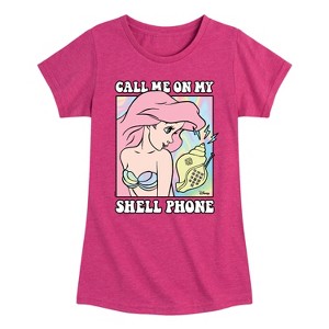 Girls' - Disney - Call Me On My Shell Phone Fitted Short Sleeve Graphic T-Shirt - 1 of 4