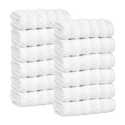 Waffle Textured Stripes Zero Twist Cotton Medium Weight Towel Set by Blue Nile Mills