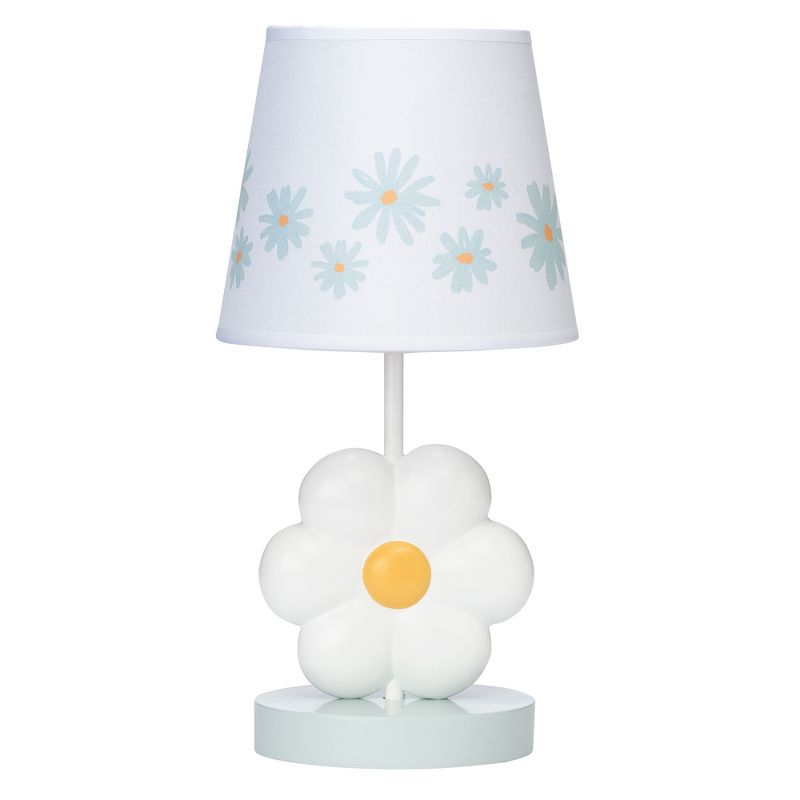 Lambs & Ivy Sweet Daisy White Floral Nursery/Child Lamp with Shade & Bulb, 1 of 8