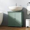 HOMCOM Under Sink Bathroom Cabinet with 2 Doors and Shelf, Pedestal Sink Bathroom Vanity Furniture, Dark Green - 2 of 4
