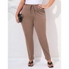 Clearlove Plus Size Women's Solid Color Tie Waist Tummy Control Slim Leg Pants Stretch Comfort Work Pants - 3 of 4
