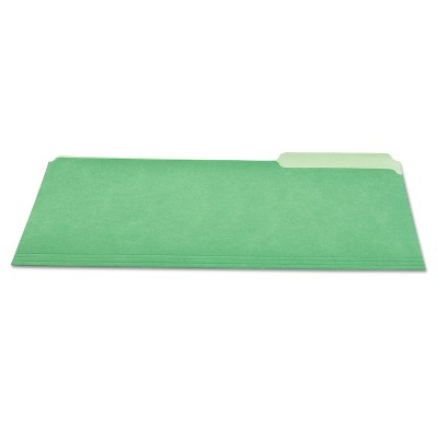 UNIVERSAL File Folders 1/3 Cut One-Ply Tab Letter Green/Light Green 100/Box 10502