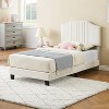 Kids Twin Bed Frame with Velvet Upholstered Headboard, Non-Slip and Soundproof Platform Bed, No Box Spring Needed, Easy Assembly - 3 of 4