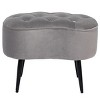 BirdRock Home Tufted Oblong Ottoman - Velvet Foot Stool - Grey - 2 of 4