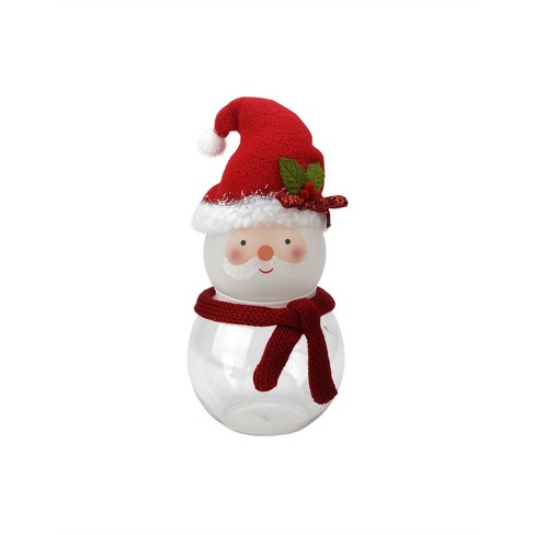 Christmas Candy Jar Santa Snowman Ornament Storage Box Plastic