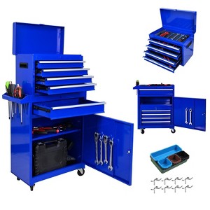 5-Drawer Rolling Tool Chest,2-in-1 Large Rolling Tool Chest with Locking Wheels & Anti-Slip Trays, Detachable Toolbox - 1 of 4