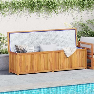 Garden Box Natural Wood Solid Teak Wood 78.7x19.7x21.7 in - 1 of 4