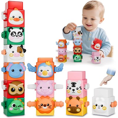 iPlay, iLearn Baby Stacking Toy, Toddler Animal Stacking Blocks Set