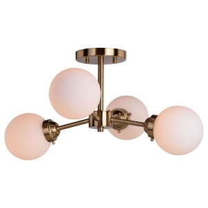 Vaxcel Orbit 4 - Light Semi-Flush Mount in  Muted Brass - 1 of 4