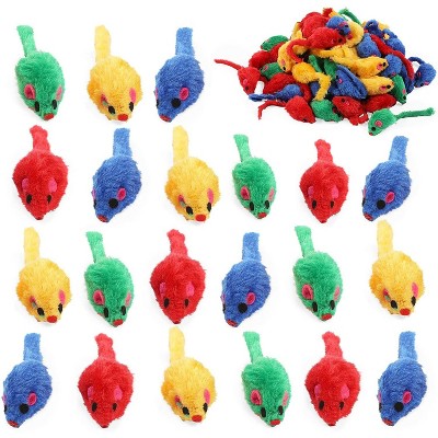 Okuna Outpost 60 Pack Mice Toys for Cat, Colorful Mouse Rattles for Pets, 4 Colors (2 x 0.7 in)