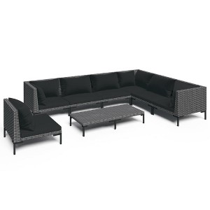 vidaXL Patio Lounge Set Outdoor Sectional Sofa Set Table Poly Rattan Dark Grey - 1 of 4